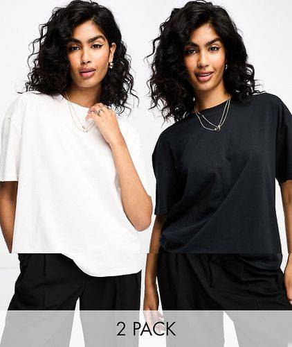 Lot de 2 t-shirts oversize - Noir et blanc - Asos Design - Modalova