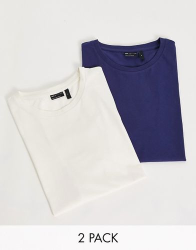 Lot de 2 t-shirts ras de cou - Bleu marine et crème - Asos Design - Modalova