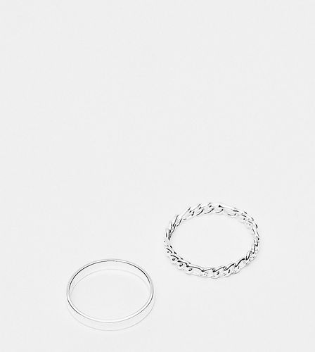 Lot de 2 bagues en argent massif avec anneau minimaliste et anneau à maillons - Asos Design - Modalova