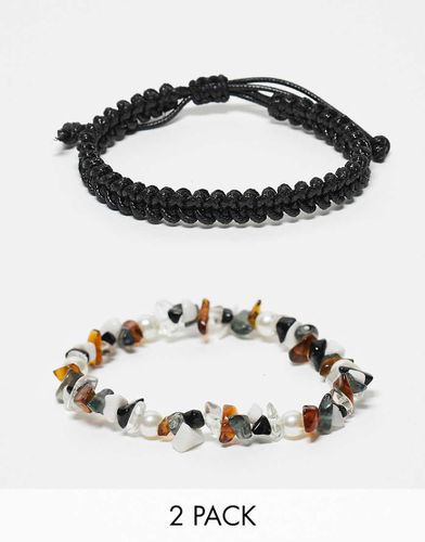 Lot de 2 bracelets avec éclats de pierres semi-précieuses - Asos Design - Modalova