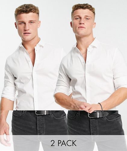 Lot de 2 chemises de travail ajustée stretch - Blanc - Asos Design - Modalova