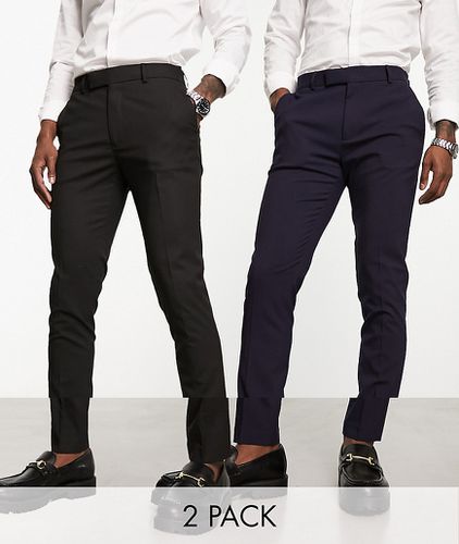 Lot de 2 pantalons élégants coupe skinny - Noir et bleu marine - Asos Design - Modalova