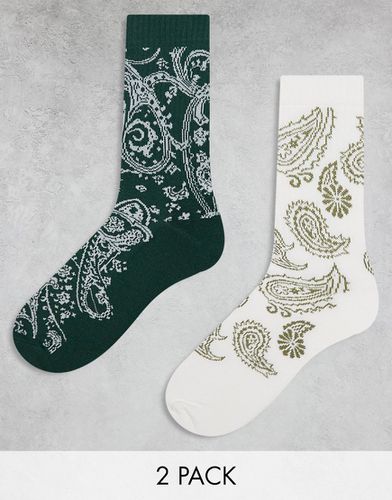 Lot de 2 paires de chaussettes à motif cachemire - foncé - Asos Design - Modalova