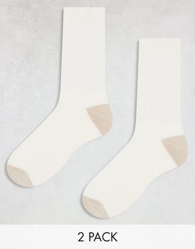 Lot de 2 paires de chaussettes avec talon et pointe beige - Crème - Asos Design - Modalova