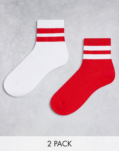 Lot de 2 paires de chaussettes de sport à rayures vives - Rouge - Asos Design - Modalova
