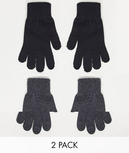 Lot de 2 paires de gants en polyester pour écran tactile - Noir/anthracite - Asos Design - Modalova