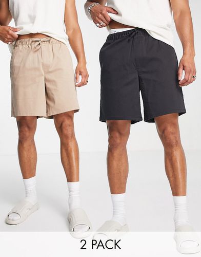 Lot de 2 shorts chino slim classique - Beige et noir - Économie - Asos Design - Modalova