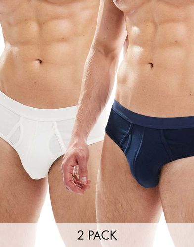 Lot de 2 slips - Bleu marine et blanc - Asos Design - Modalova