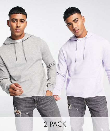 Lot de 2 sweats à capuche - Lilas/gris chiné - Asos Design - Modalova