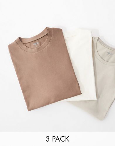 Lot de 3 t-shirts oversize à manches longues - Écru, beige et marron - Asos Design - Modalova