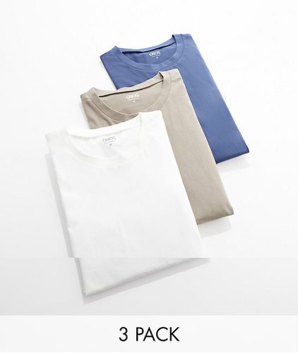 Lot de 3 t-shirts ras de cou oversize - Écru/taupe/bleu marine - Asos Design - Modalova
