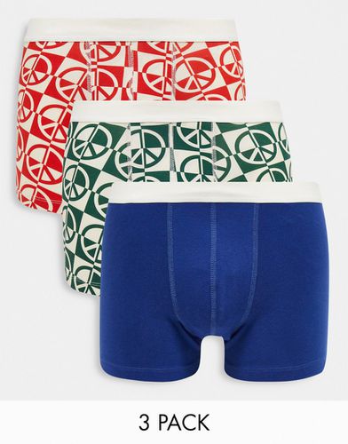 Lot de 3 boxers en jersey à imprimé symbole de la paix - Asos Design - Modalova