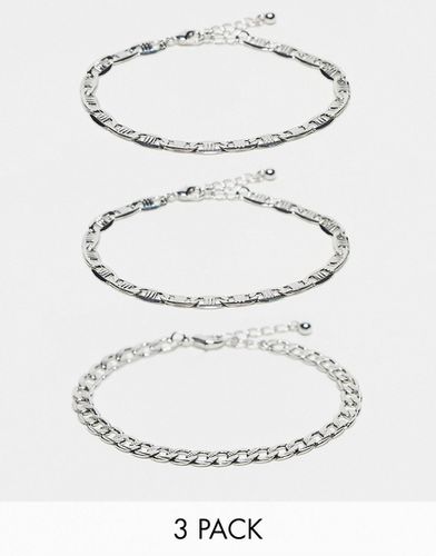 Lot de 3 bracelets chaîne à maillons gourmette et plats - Asos Design - Modalova