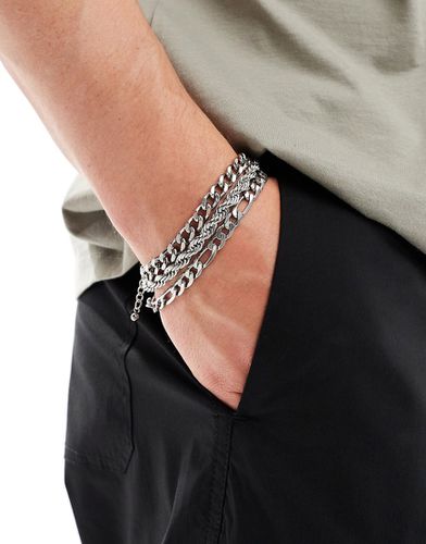 Lot de 3 bracelets chaînes façon corde en acier inoxydable imperméable - Asos Design - Modalova