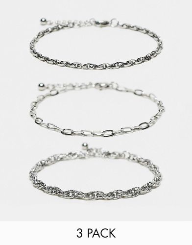 Lot de 3 bracelets en acier inoxydable résistant à l'eau - Asos Design - Modalova
