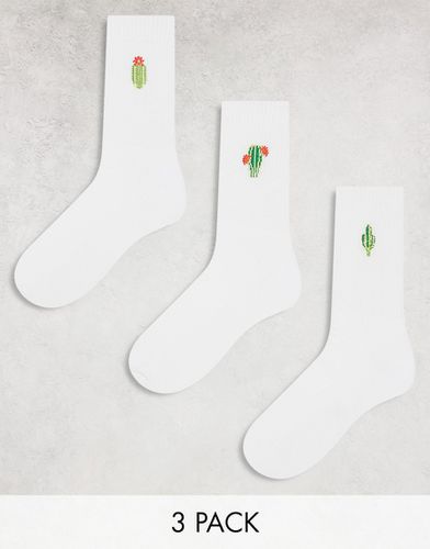 Lot de 3 paires de chaussettes à broderie cactus - Asos Design - Modalova