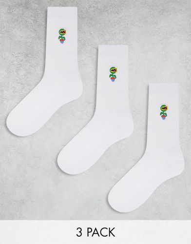 Lot de 3 paires de chaussettes à broderie plante - Asos Design - Modalova