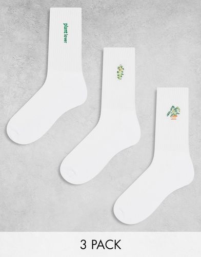 Lot de 3 paires de chaussettes à broderie plante - Asos Design - Modalova