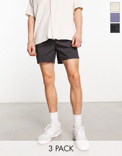 Lot de 3 shorts chino slim courts - Beige, gris et noir délavé - Asos Design - Modalova