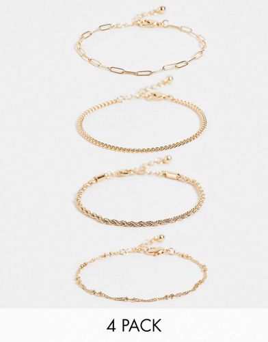 Lot de 4 bracelets chaîne fins - Asos Design - Modalova