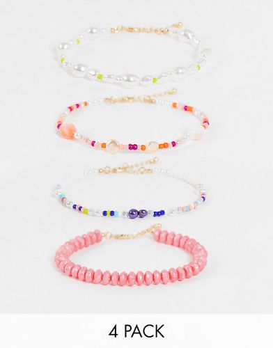 Lot de 4 bracelets de cheville à perles - ASOS DESIGN - Modalova