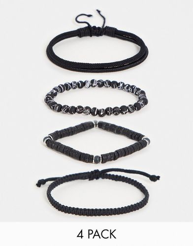 Lot de 4 bracelets style festival en corde avec perles fantaisie - Asos Design - Modalova