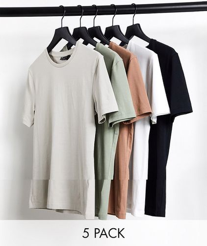 Lot de 5 t-shirts ras de cou moulants - Multiples couleurs - Asos Design - Modalova