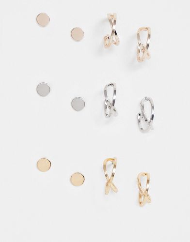 Lot de 6 paires de boucles d'oreilles de couleurs variées avec clous plats et créoles - Asos Design - Modalova