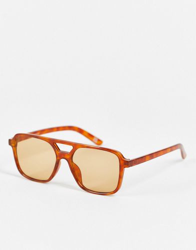 Lunettes de soleil aviateur à motif écailles de tortue avec verres clair - Asos Design - Modalova