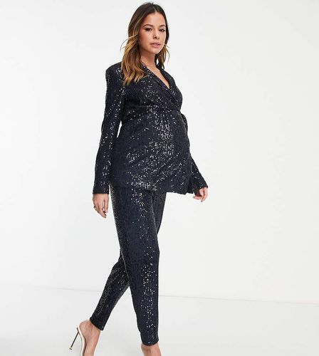 Maternity - Pantalon slim en jersey à sequins - Bleu de minuit - Asos Design - Modalova