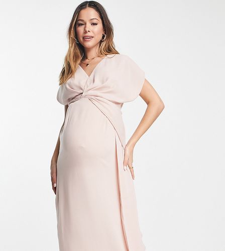 ASOS DESIGN Maternity - Robe mi-longue torsadée et drapée sur le devant - pastel - Asos Maternity - Modalova