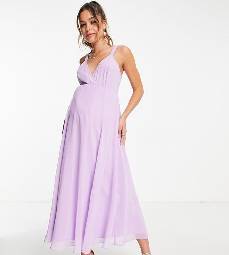 ASOS DESIGN Maternity - Robe portefeuille mi-longue avec bretelles fines et liens à nouer au dos - Asos Maternity - Modalova