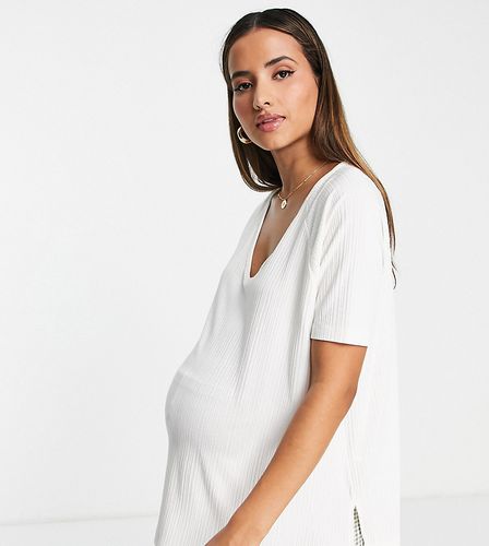 ASOS DESIGN Maternity - T-shirt oversize côtelé à col V - ASOS Maternity - Nursing - Modalova