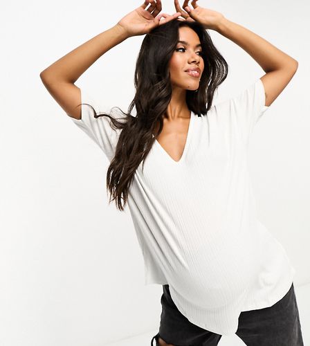 ASOS DESIGN Maternity - T-shirt oversize côtelé à col V - Asos Maternity - Modalova