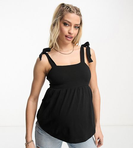 ASOS DESIGN Maternity - Top d'été à bretelles nouées et basque - Noir - Asos Maternity - Modalova