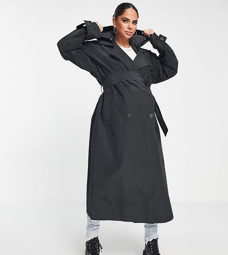 ASOS DESIGN Maternity - Trench-coat avec capuche en imitation cuir - Noir - Asos Maternity - Modalova