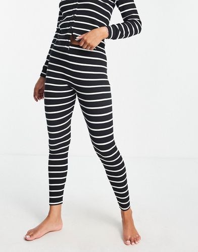 Mix & Match - Legging de pyjama côtelé à rayures - Noir et blanc - Asos Design - Modalova