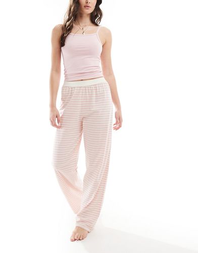 Mix & Match - Pantalon de pyjama à rayures avec bords en picot et taille apparente - Asos Design - Modalova