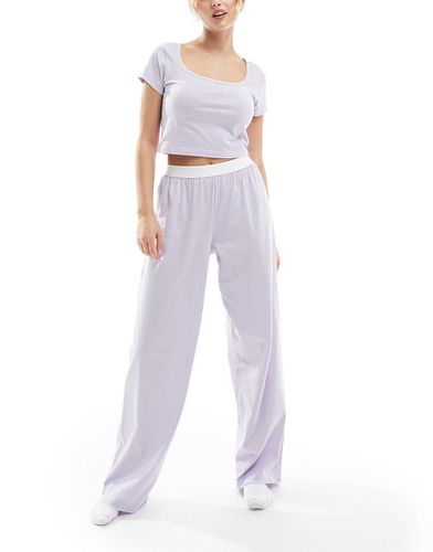 Mix & Match - Pantalon de pyjama avec bordures en picot et taille apparente - Lilas - Asos Design - Modalova