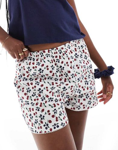 Mix & Match - Short de pyjama fluide à petites fleurs - Baie bordeaux - Asos Design - Modalova