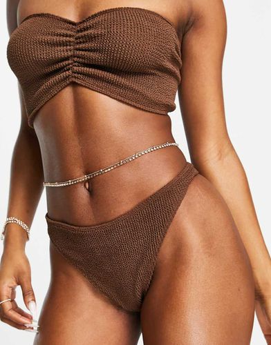 Mix and Match - Bas de bikini string effet froissé - chocolat - Asos Design - Modalova