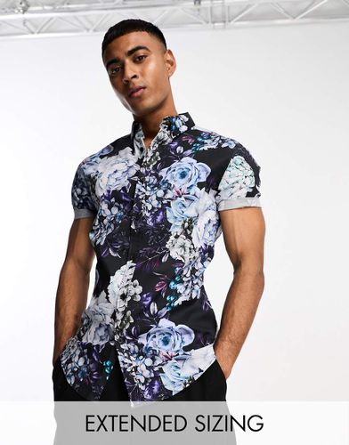 Michael - Chemise cintrée stretch à motif fleuri - /violet - Asos Design - Modalova