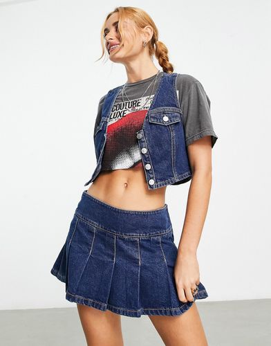 Mini-jupe en jean d'ensemble plissée - moyen - Asos Design - Modalova