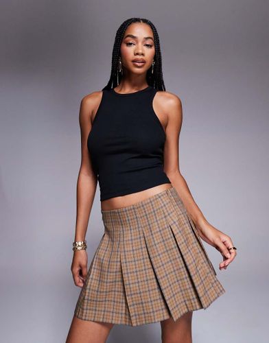 Mini-jupe plisse ajuste  carreaux - Marron - Asos Design - Modalova