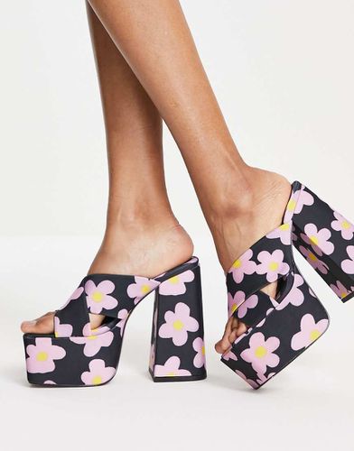 Nana - Mules à talon et semelle plateforme avec motif marguerites - Asos Design - Modalova