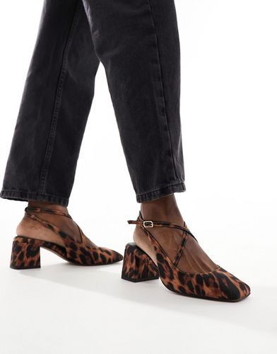 Sawyer - Chaussures à talon carré mi-haut et bout carré - Léopard - Asos Design - Modalova
