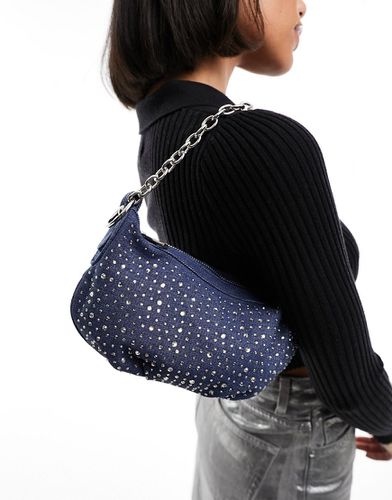 Sac porté épaule en denim avec chaîne à strass - Asos Design - Modalova