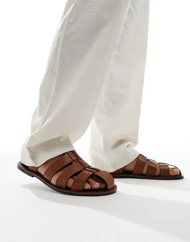 Sandales spartiates en cuir - Fauve - Asos Design - Modalova