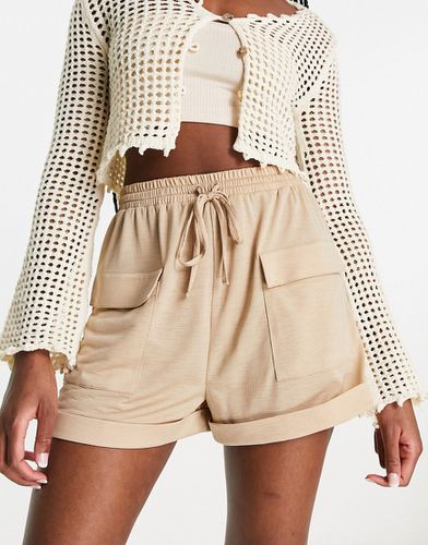 Short à poches en gaze et jersey - Taupe - Asos Design - Modalova