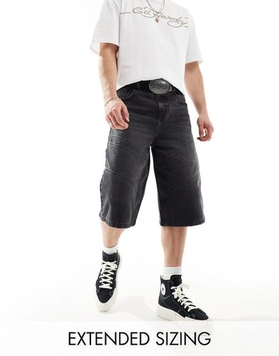 Short ample ultra long en jean à empiècements - délavé - Asos Design - Modalova